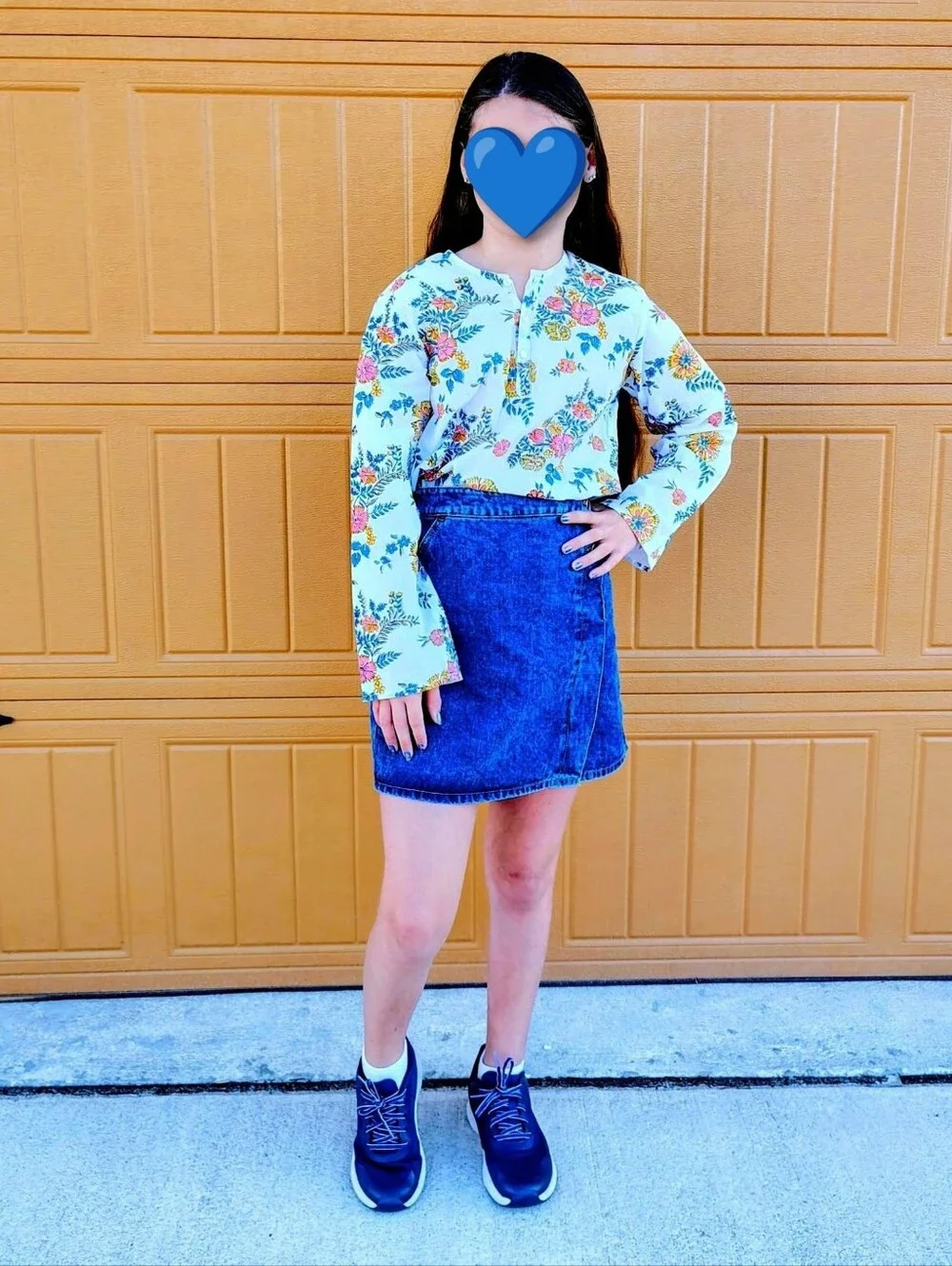 Faux Button Jean Skirt